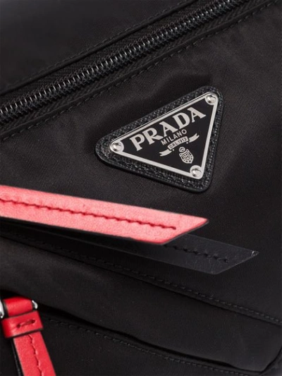 Shop Prada 'vela' Schultertasche Mit Nietenriemen In Black