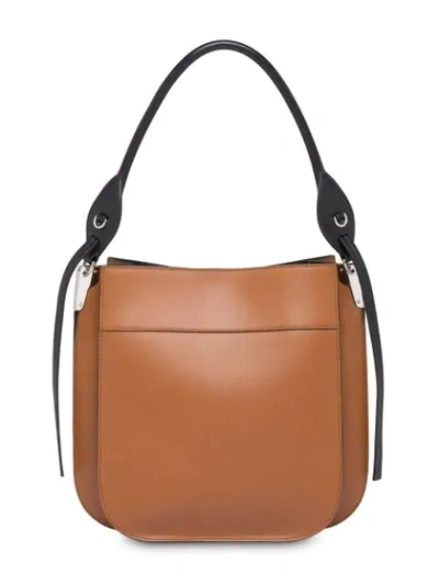 Shop Prada Margit Leather Shoulder Bag In Brown ,black