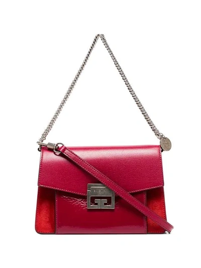 Shop Givenchy Cherry Red Gv3 Leather Shoulder Bag In Pink