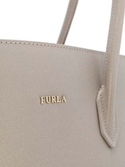 Shop Furla Pin Medium Tote In Grey