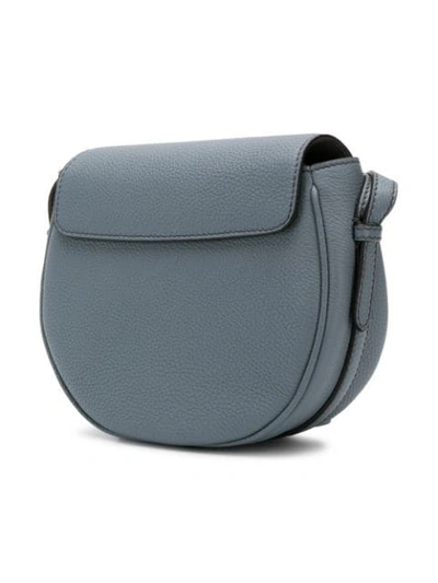 Shop Fendi Stitched Saddle Bag In Blue