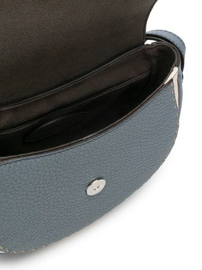 Shop Fendi Stitched Saddle Bag In Blue