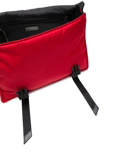 Shop Prada Logo Messenger Bag In Red