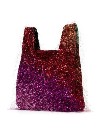 Shop Ashish Multicoloured Tinsel Embellished Tote Bag