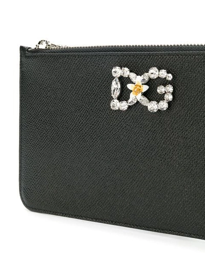 Shop Dolce & Gabbana Embellished Logo Mini Bag In Black