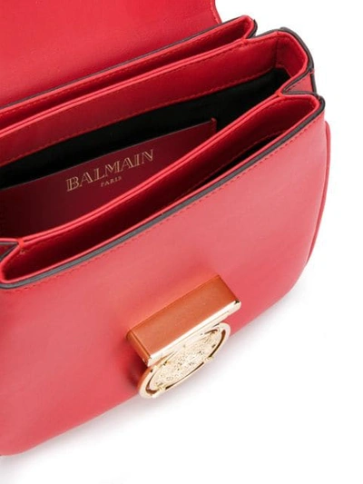 Shop Balmain Contrast Strap Crossbody Bag In Red