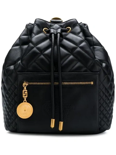 Shop Versace Quilted Backpack In Black