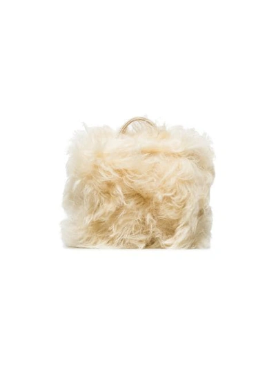 white shearling box bag