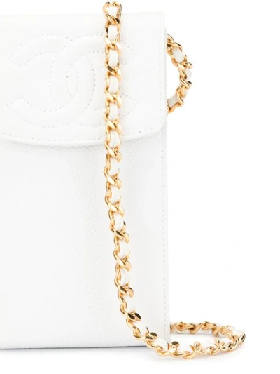 Pre-owned Chanel Shoulder Pochette Phone Case In White