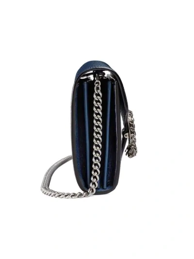Shop Gucci Dionysus Leather Mini Chain Bag In Blue