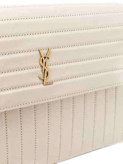 Shop Saint Laurent Structured Ysl Satchel Bag In White