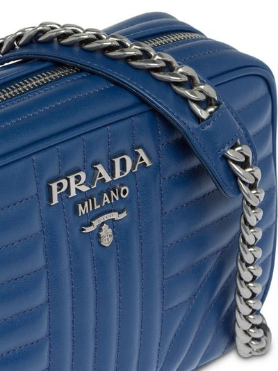 Shop Prada Diagramme Crossbody Bag - Blue
