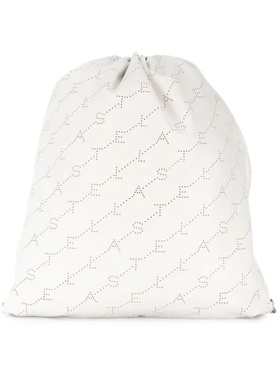 Shop Stella Mccartney Logo Drawstring Backpack In White