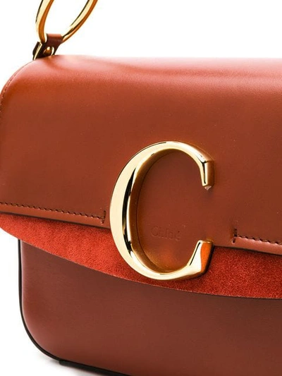 Shop Chloé Small C Double Shoulder Bag In Brown