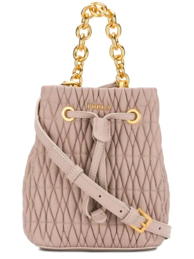 Shop Furla Stasy Cometa Bucket Bag In Neutrals