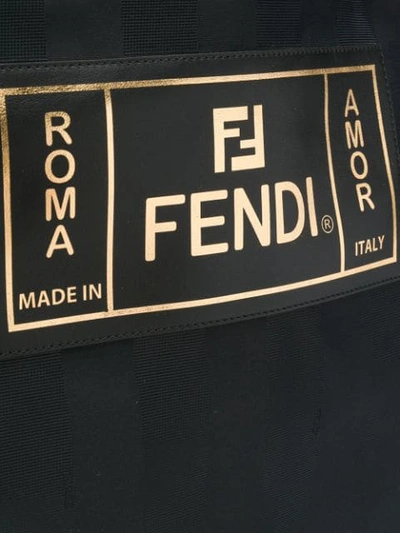 Shop Fendi Shopper Branded Tote In Black