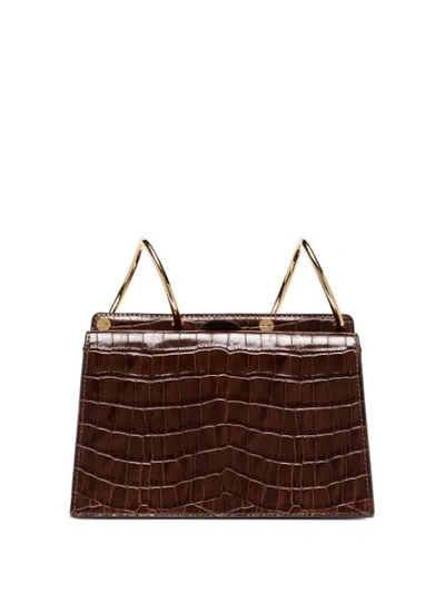 Shop Danse Lente Mini Phoebe Croc Shoulder Bag In Brown