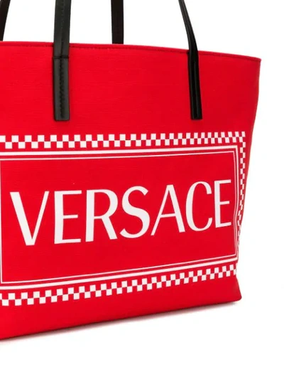 Shop Versace Logo Tote In Red