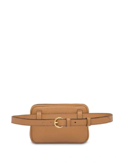 Shop Prada Saffiano Leather Belt Bag - Brown