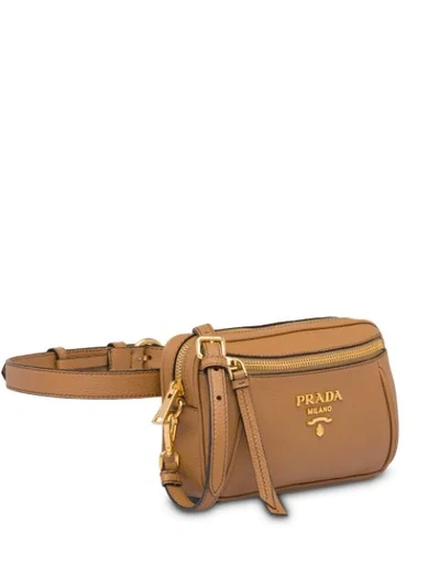 Shop Prada Saffiano Leather Belt Bag - Brown