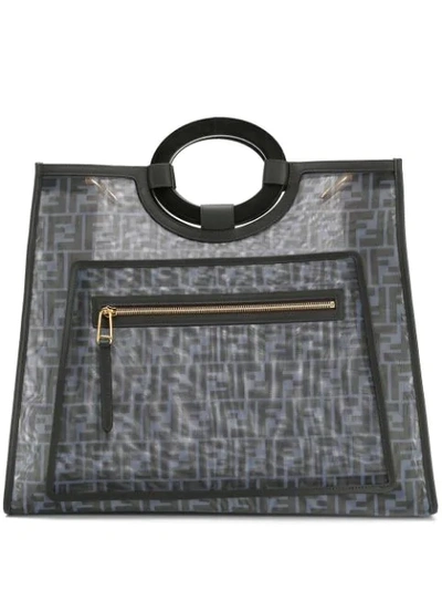 Shop Fendi Signature Ff Logo Print Tote In Black