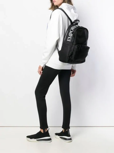 Shop Emporio Armani Logo Print Backpack In Black