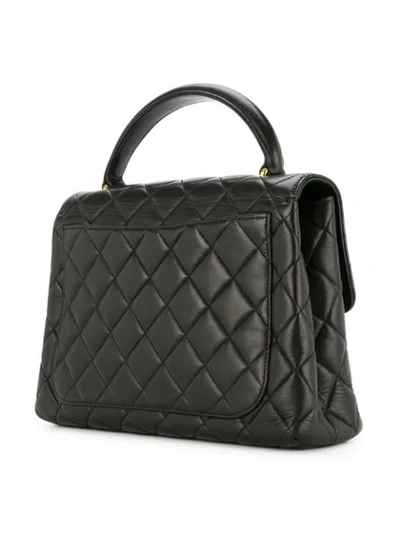Pre-owned Chanel 1996-1997 Top Handle Quilted Bag In Black