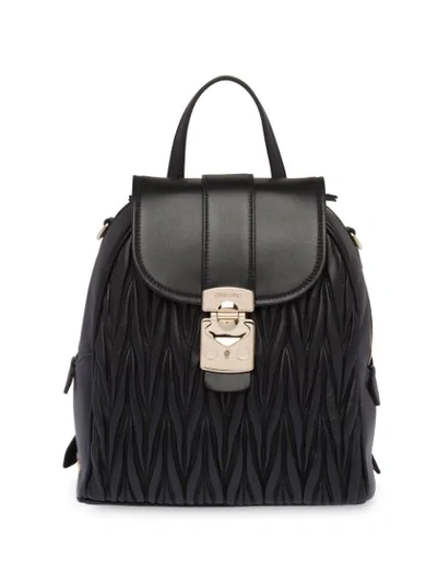 Shop Miu Miu Matelassé Backpack In Black