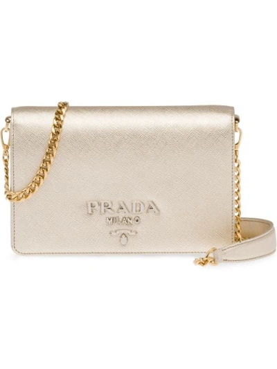 Shop Prada Chain Strap Mini Bag In Metallic