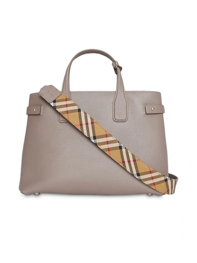 Shop Burberry The Medium Banner In Leather And Vintage Check In Neutrals