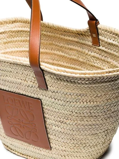 Loewe Large Logo Raffia Basket Bag In Neutrals
