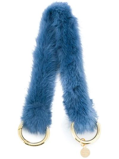 Shop Simonetta Ravizza Fur Shoulder Strap In Blue
