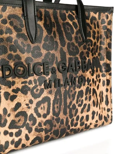 Shop Dolce & Gabbana Leopard Medium Market Shopping Tote In Black