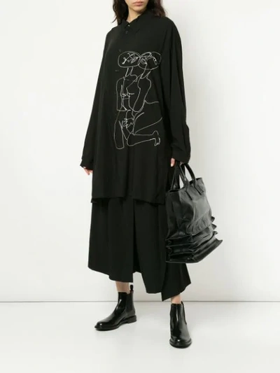 Shop Yohji Yamamoto Accordion Tote Bag In Black