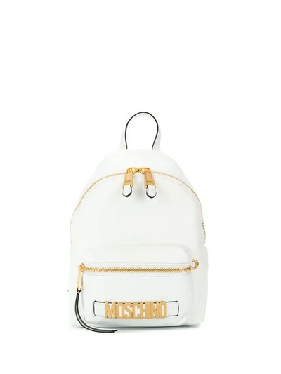 Shop Moschino Logo Backpack In White