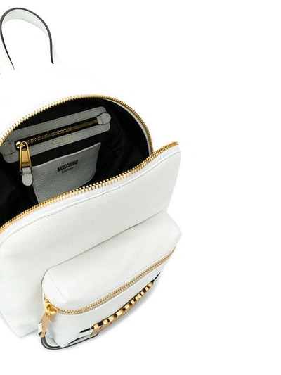 Shop Moschino Logo Backpack In White