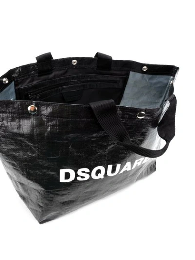 Shop Dsquared2 Logo Printed Tote Bag Medium In Black