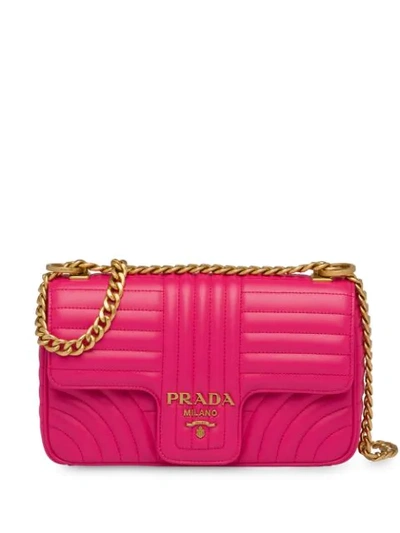 Shop Prada Diagramme Medium Leather Bag In Pink