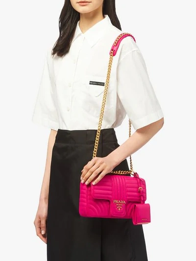 Shop Prada Diagramme Medium Leather Bag In Pink