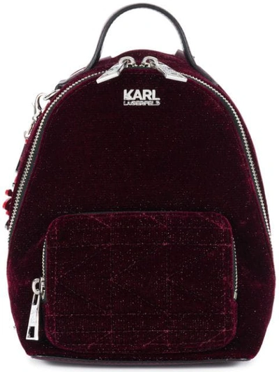 Shop Karl Lagerfeld Karl X Kaia Velvet Mini Bpack In Red