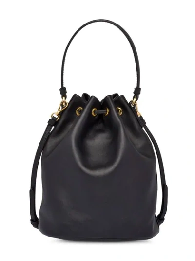 Shop Prada Leather Bucket Bag In F0002 Black