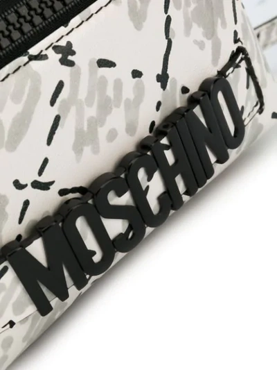 Shop Moschino Printed Backpack In White