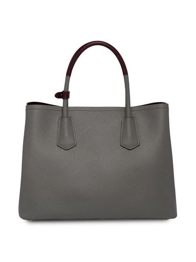 Shop Prada Double Tote Bag - Grey