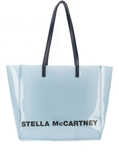 Shop Stella Mccartney Pvc Logo Tote In Blue