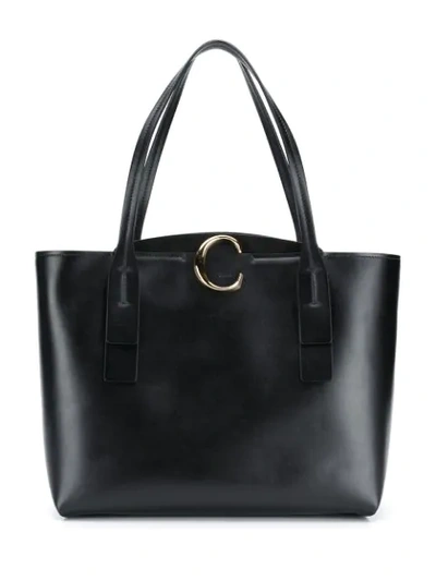 Shop Chloé Medium Zipped  C Tote Bag In Black