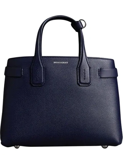 Shop Burberry The Small Banner In Leather In Blue