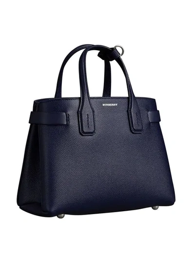 Shop Burberry The Small Banner In Leather In Blue