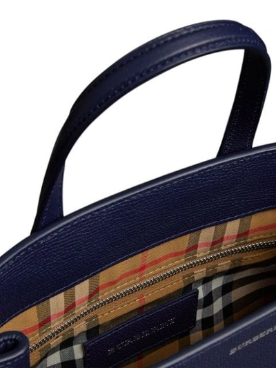 Shop Burberry The Small Banner In Leather In Blue