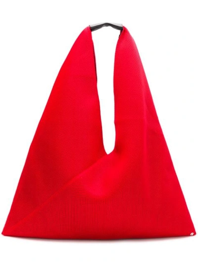 Shop Mm6 Maison Margiela Triangle Handle Tote Bag In Red