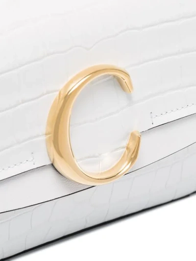 Shop Chloé Beige C Ring Small Leather Shoulder Bag - White